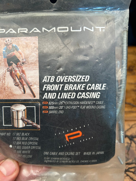 Paramount ATB Oversized Front Brake Cable and Lined Casing Silver Crystal NOS