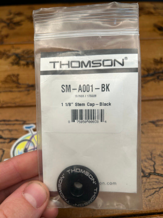 Thomson 1 1/8" Black Stem Cap New