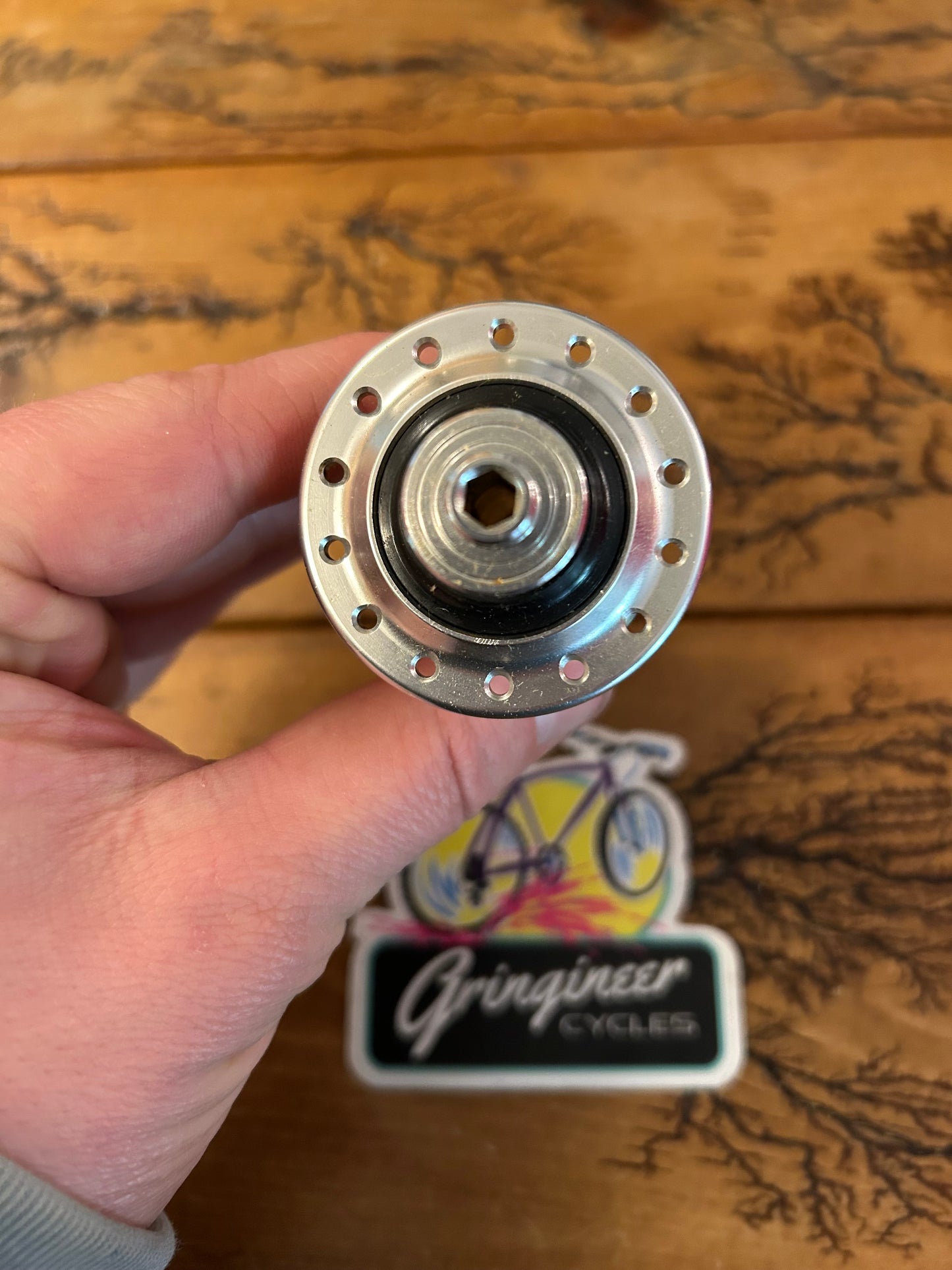 Real Design Silver 28 Hole QR Rim Brake Front Hub NOS