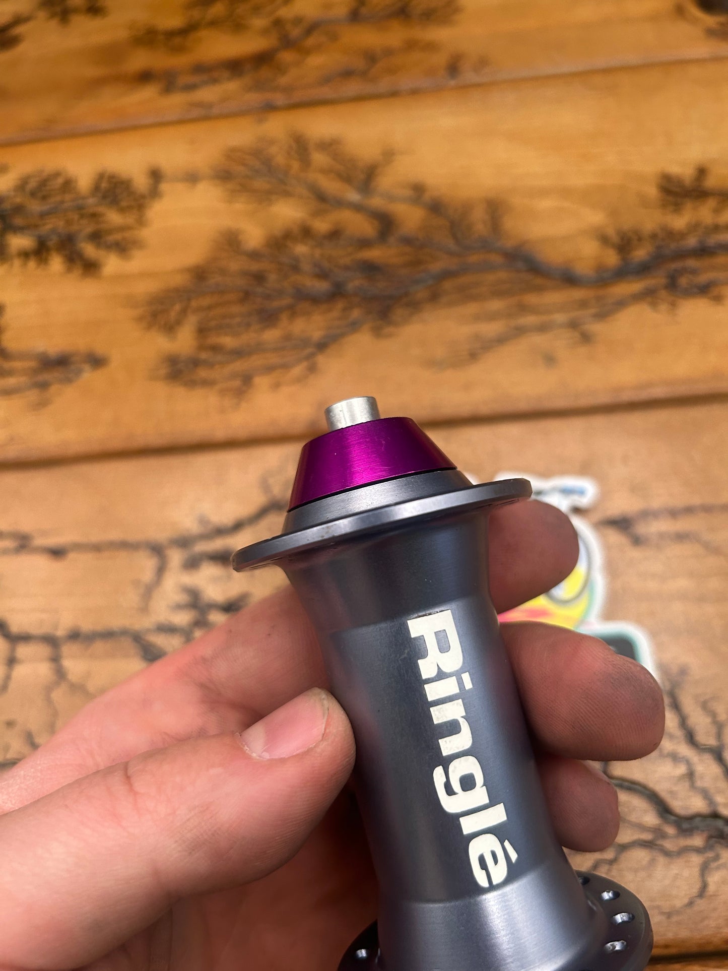 Ringle Super Bubba 32 Hole Gray With Purple End Caps Front Hub