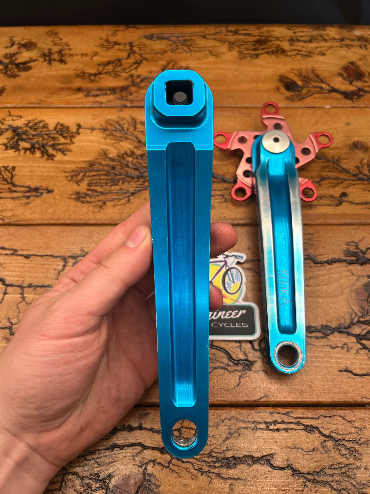 Kooka Blue And Red Anodized 170mm Square Taper Crankset