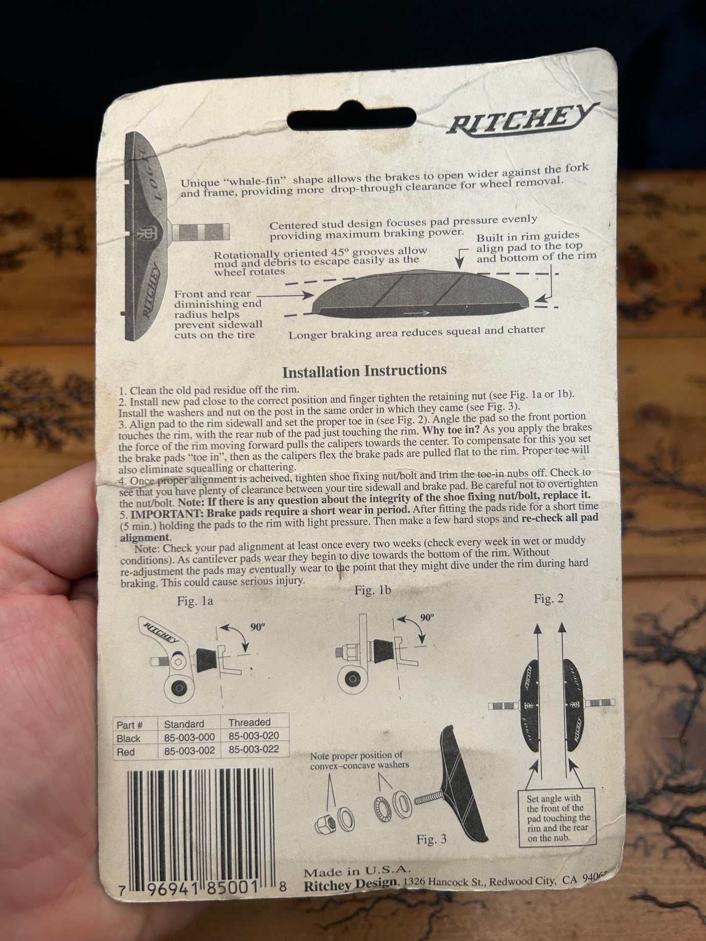 Ritchey Logic World Champion Cantilever Threaded Brake Pads NOS