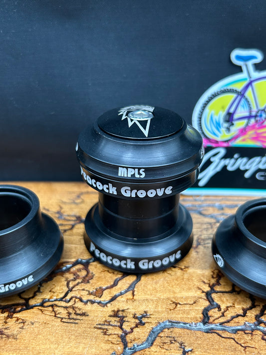 Peacock Groove 1 1/8 Black Threadless Headset With 3 Stack Heights NOS