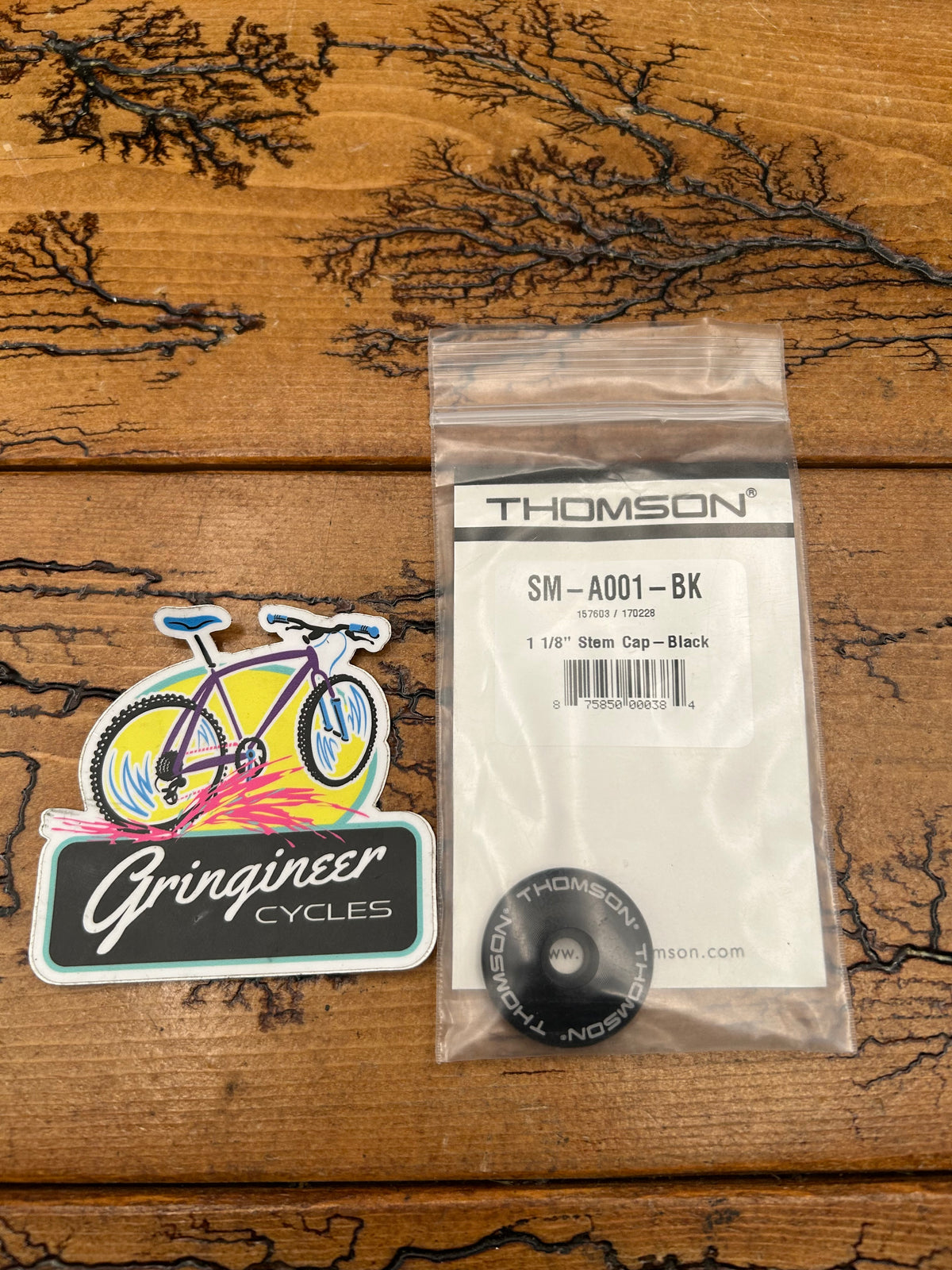Thomson 1 1/8" Black Stem Cap New