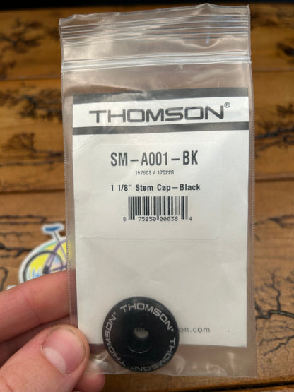 Thomson 1 1/8" Black Stem Cap New