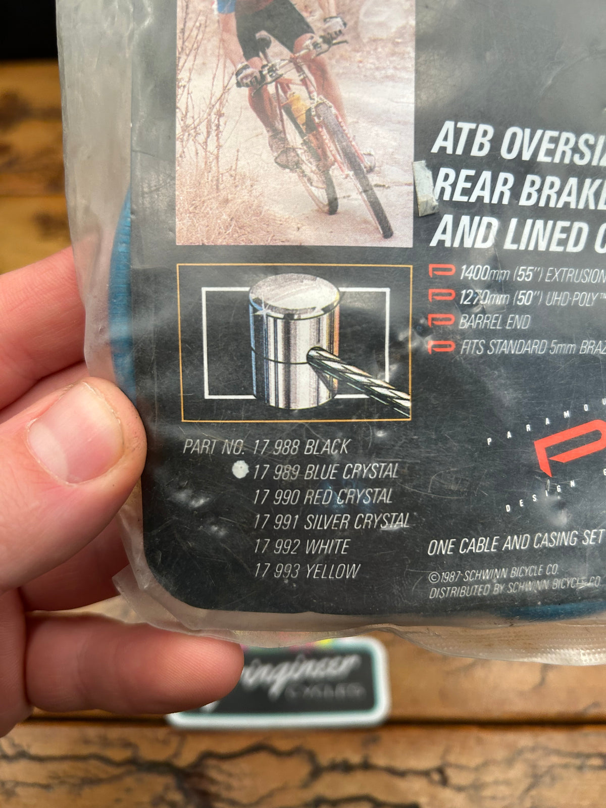 Paramount ATB Oversized Rear Brake Cable and Lined Casing Blue Crystal NOS