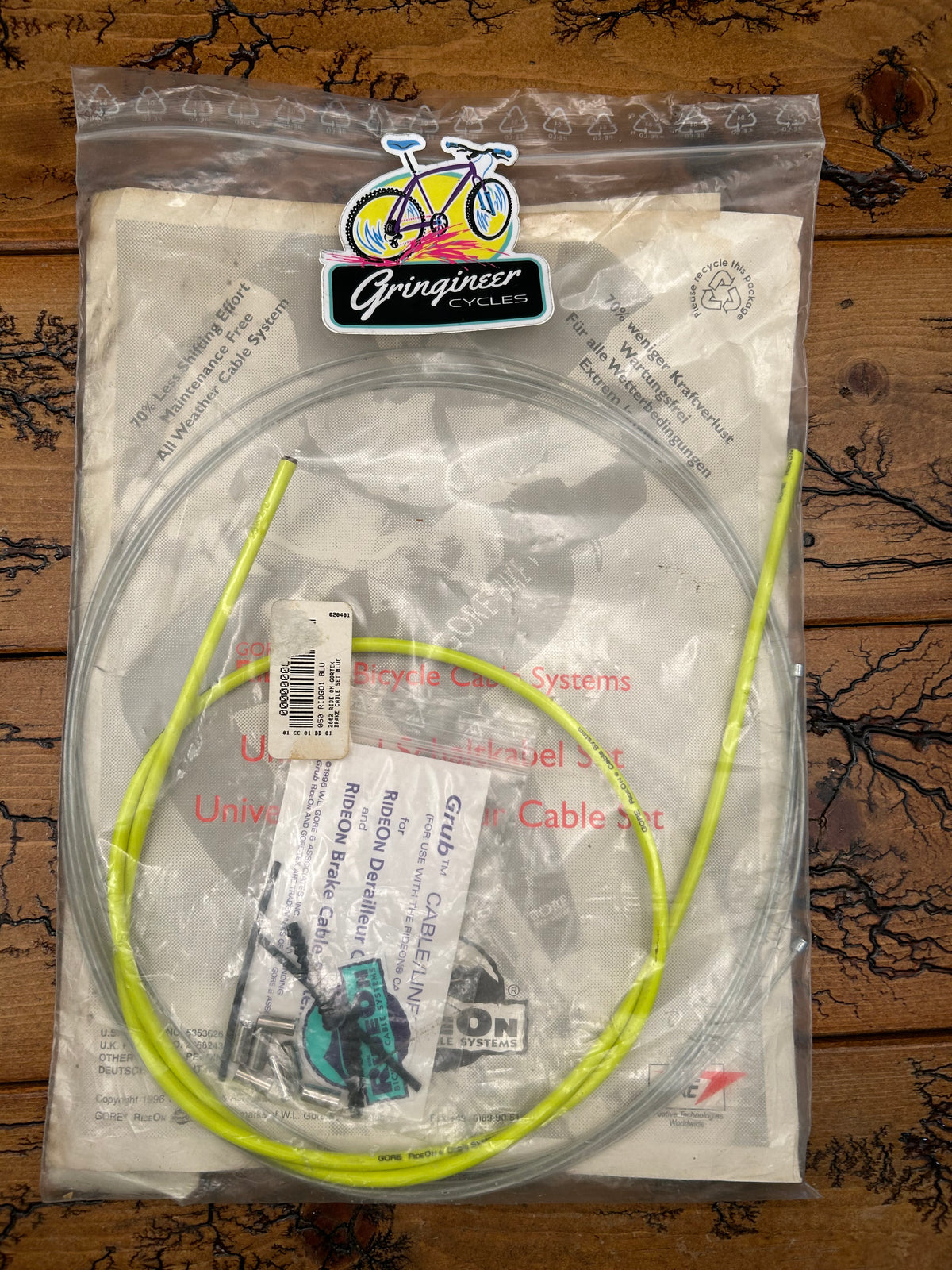 Gore Ride On Universal Mountain Derailleur Cable Set With Neon Yellow Housing NOS