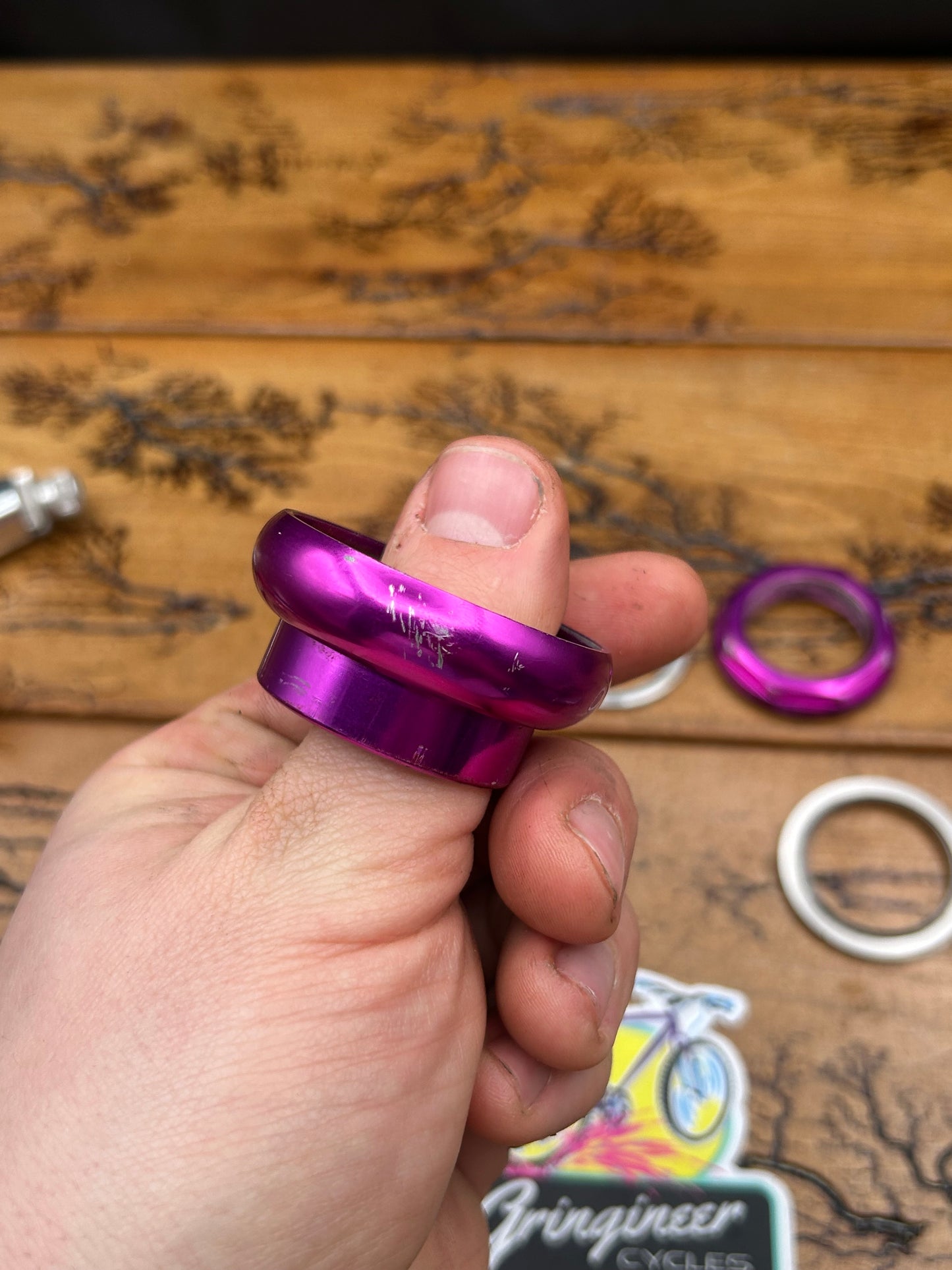 Chris King No Logo 1 1/4 Inch 3DV Purple 2nut Threaded Headset