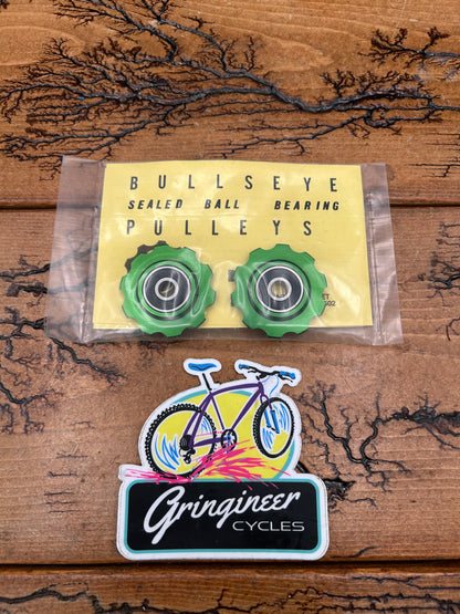 Bullseye Sealed Ball Bearing Pulleys Green Anodized NOS