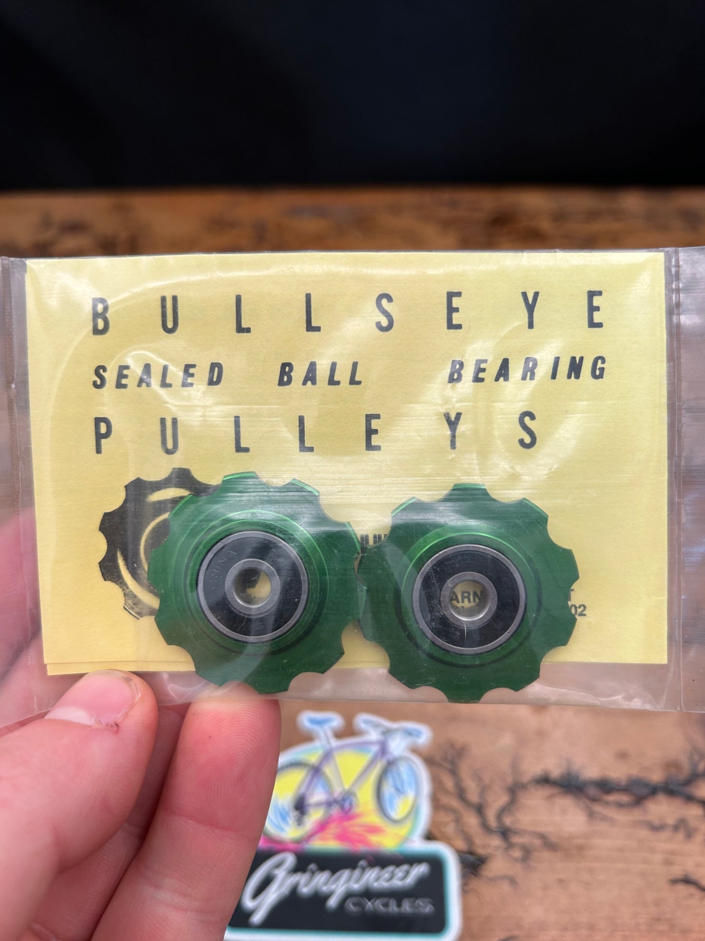 Bullseye Sealed Ball Bearing Pulleys Green Anodized NOS