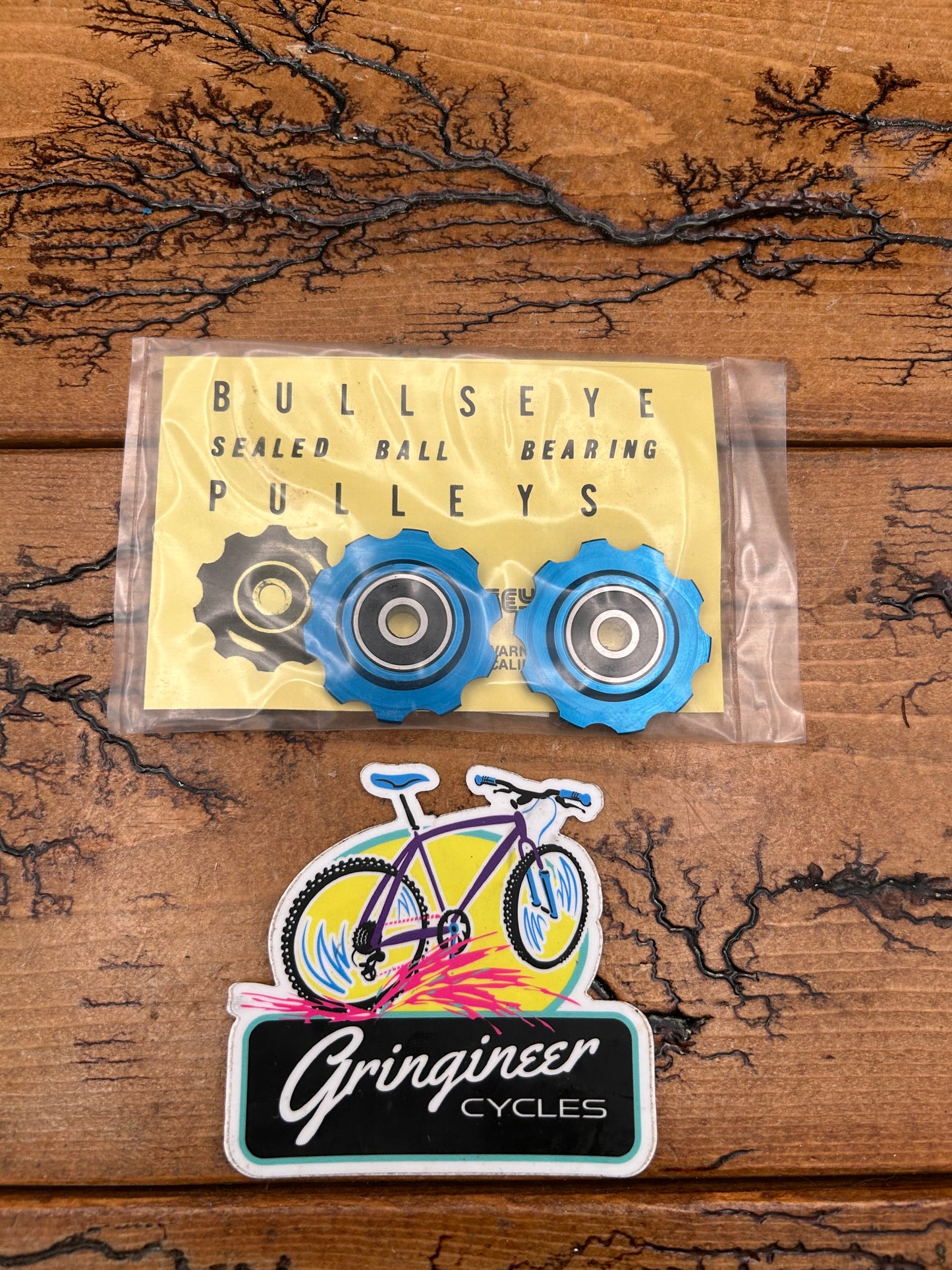 Bullseye Sealed Ball Bearing Pulleys Blue Anodized NOS