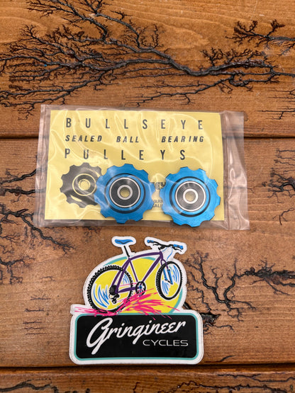 Bullseye Sealed Ball Bearing Pulleys Blue Anodized NOS