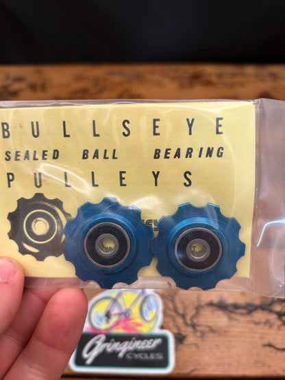 Bullseye Sealed Ball Bearing Pulleys Blue Anodized NOS