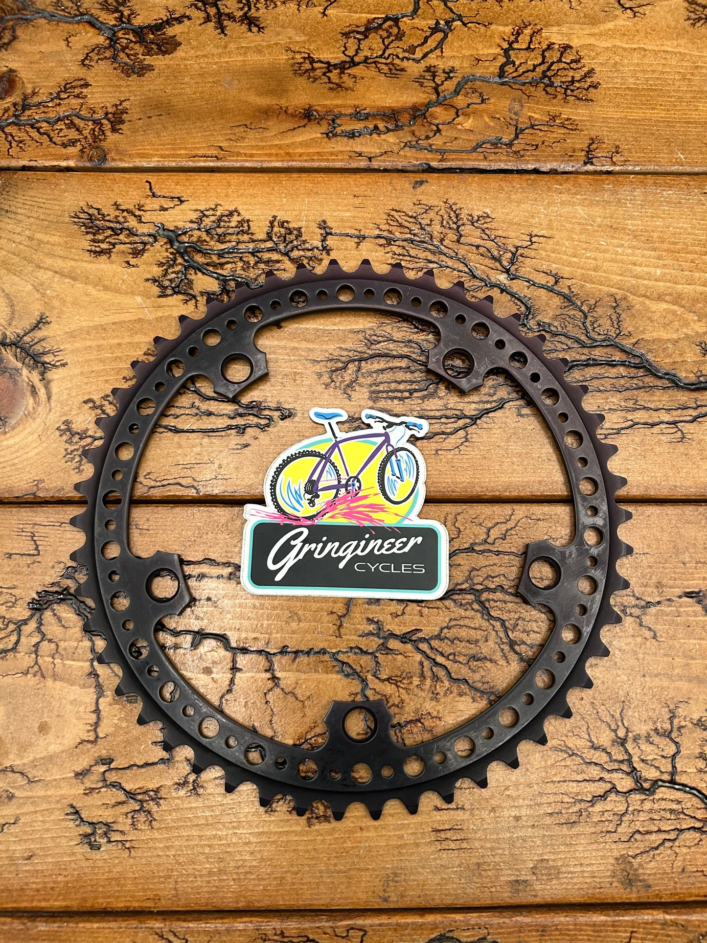 SR Sakae Royal Super Light 50 Tooth 144 BCD Drilled Black Chainring NOS