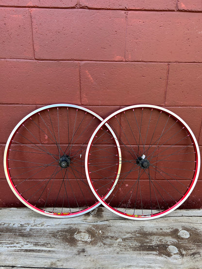 Mavic X517 Red Anodized Shimano Deore XT M752 26" Wheelset NOS
