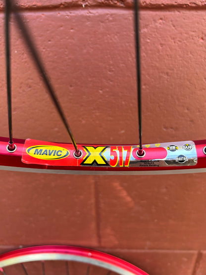 Mavic X517 Red Anodized Shimano Deore XT M752 26" Wheelset NOS