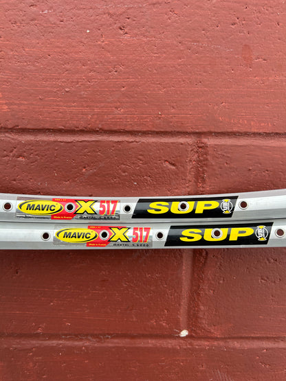 Mavic X517 SUP Silver 36 Hole 26 Inch Rims Set Of 2 NOS