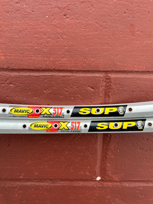Mavic X517 SUP Silver 36 Hole 26 Inch Rims Set Of 2 NOS