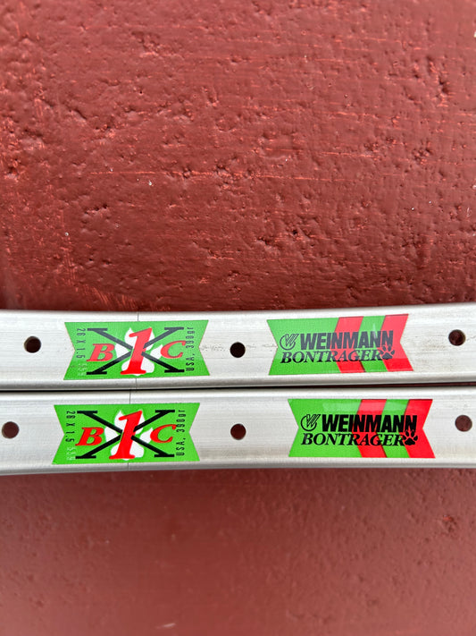 Weinmann Bontrager BCX 1 Green Logo 28 Hole 26 Inch Rims Set of 2 NOS