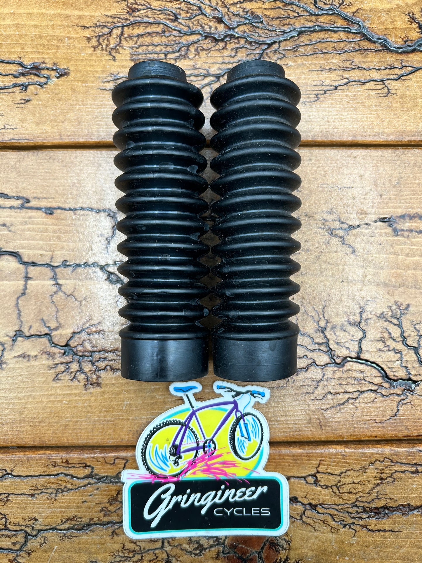 Pair of 125mm Tall Rubber Suspension Fork Boots NOS