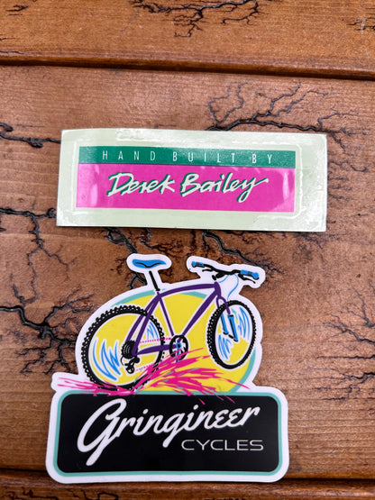 Rocky Mountain Hand Built By Derek Bailey Green and Pink Decal