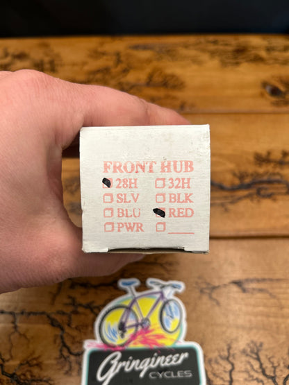 Real Design Red 28 Hole QR Rim Brake Front Hub NOS