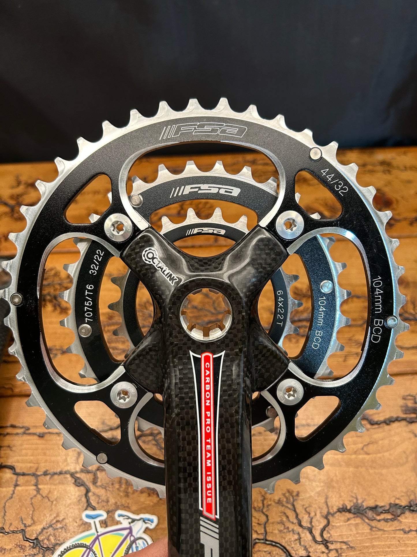 FSA Team Issue Carbon ATB 44/32/22 9 Speed 170mm Carbon Crankset NOS