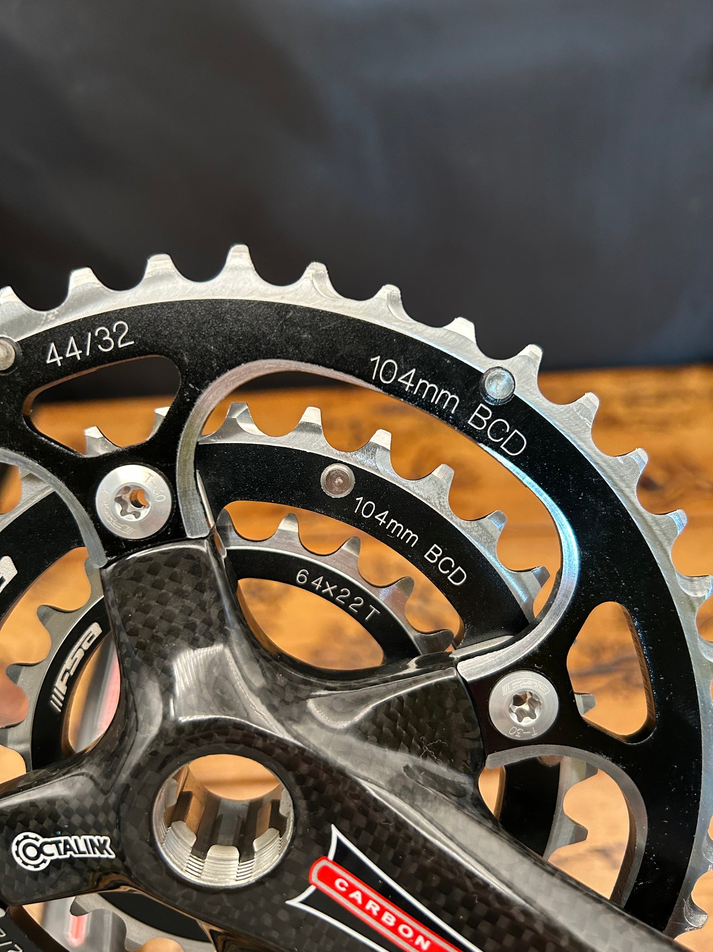 FSA Team Issue Carbon ATB 44/32/22 9 Speed 170mm Carbon Crankset NOS
