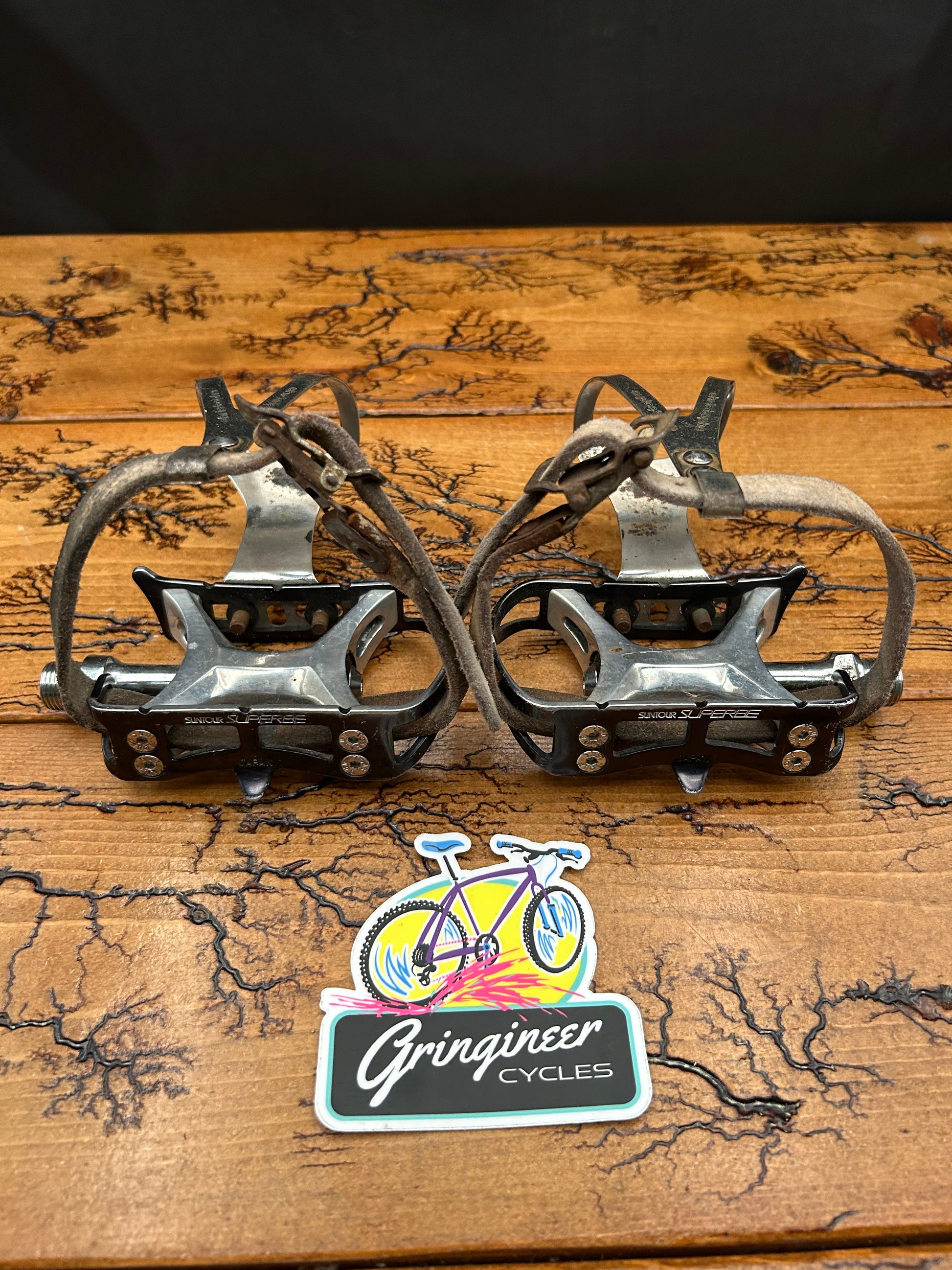 Suntour Superbe PL-4000 Pedals With Christophe Toe Cages