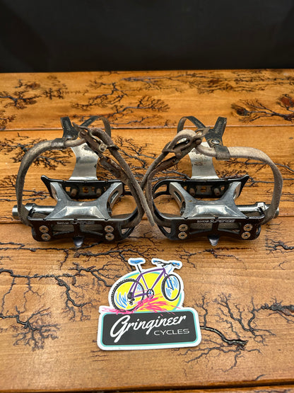 Suntour Superbe PL-4000 Pedals With Christophe Toe Cages