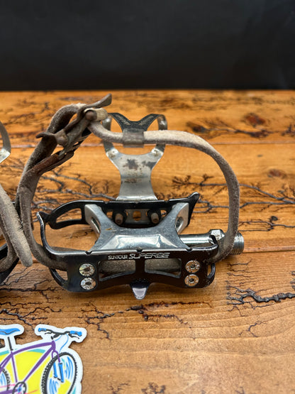 Suntour Superbe PL-4000 Pedals With Christophe Toe Cages
