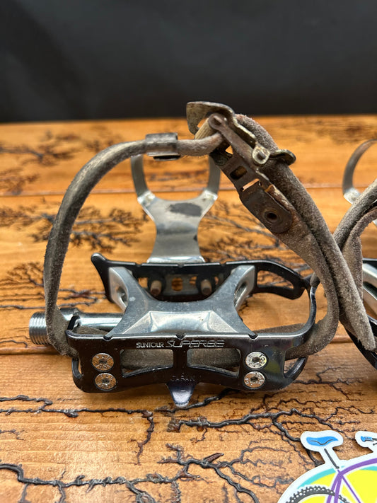 Suntour Superbe PL-4000 Pedals With Christophe Toe Cages
