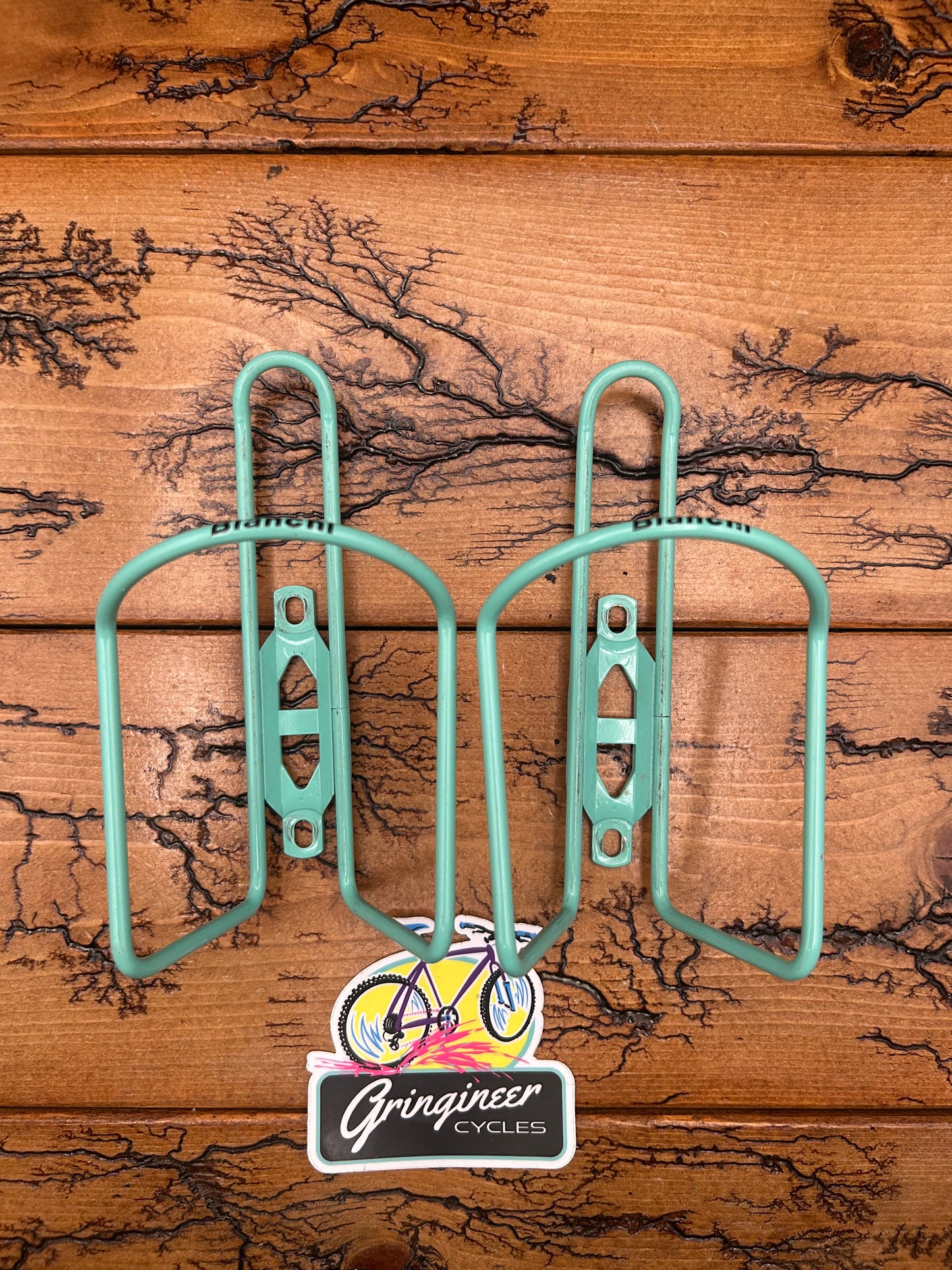 Pair Of Bianchi Celeste Water Bottle Cages