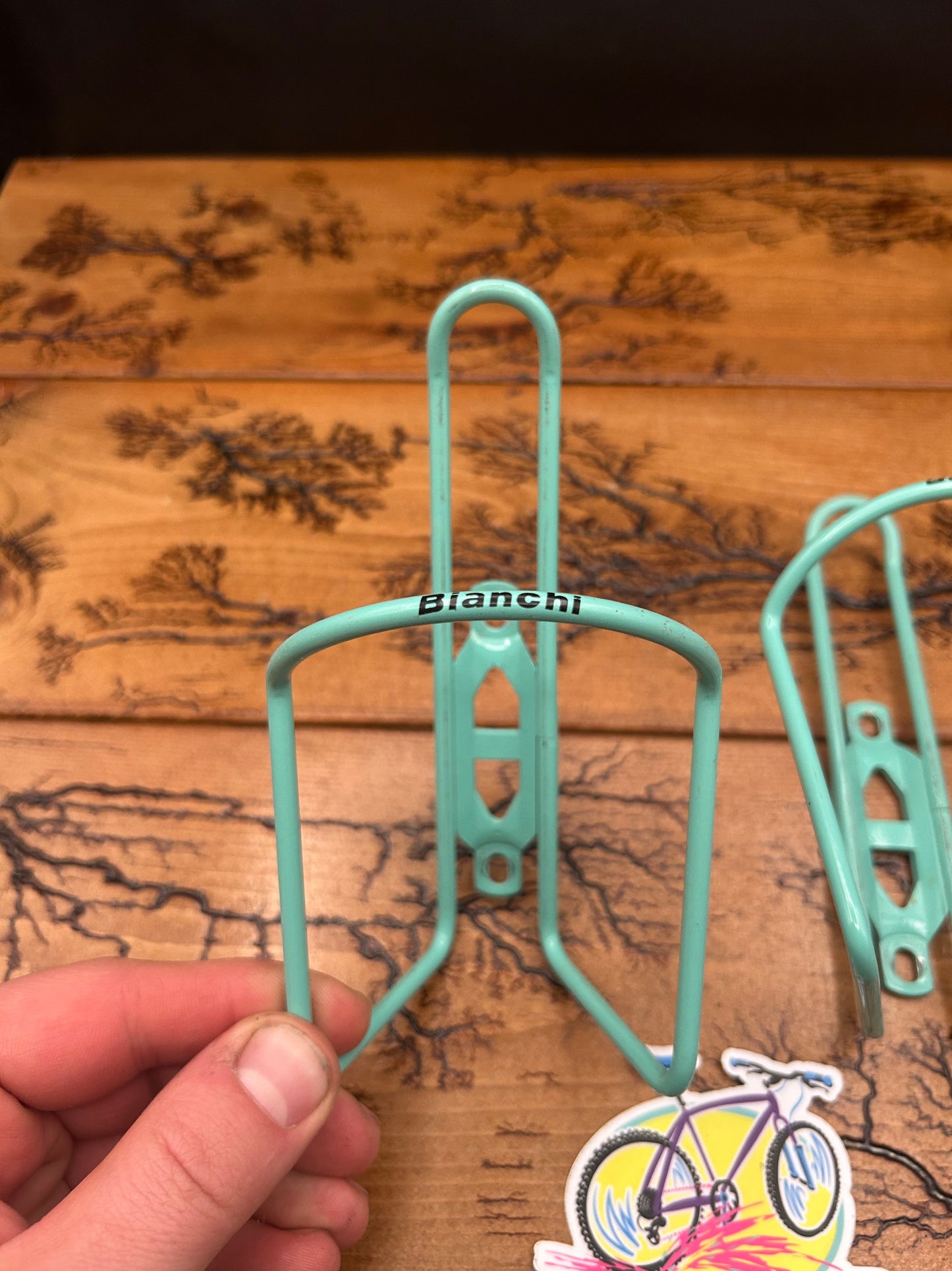 Pair Of Bianchi Celeste Water Bottle Cages