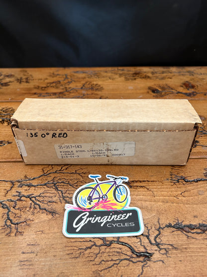 Ringle Zooka Red 135mm 0 Degree 1 1/8 Threadless Stem NOS
