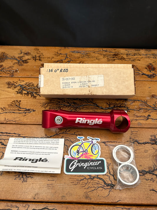 Ringle Zooka Red 135mm 0 Degree 1 1/8 Threadless Stem NOS