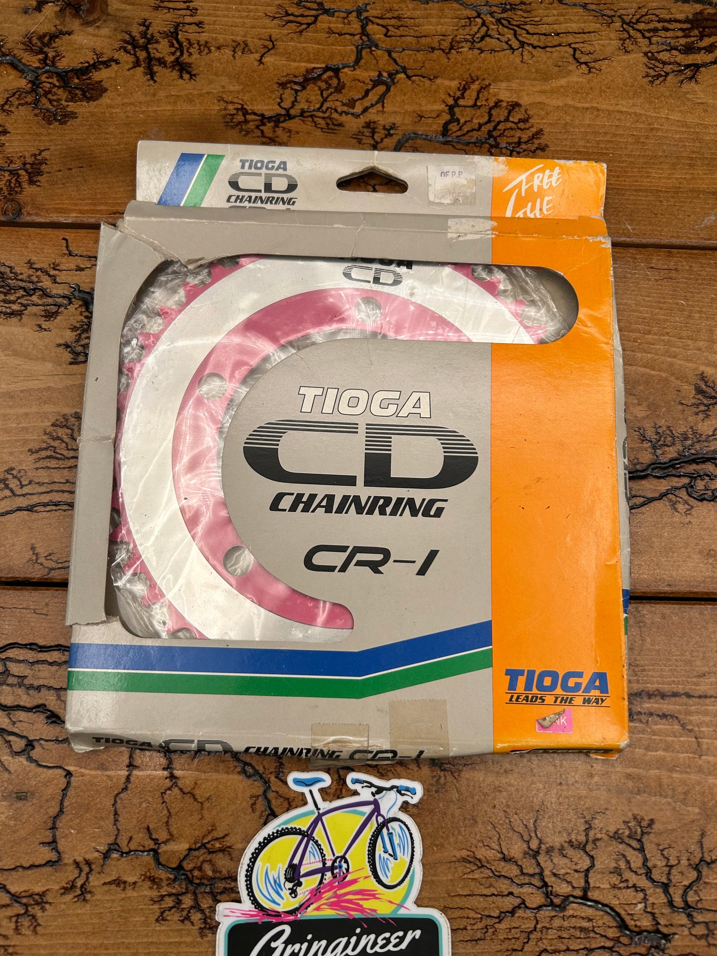 Tioga CD CR-1 43 Tooth Pink and Silver 100 BCD Chainring NOS
