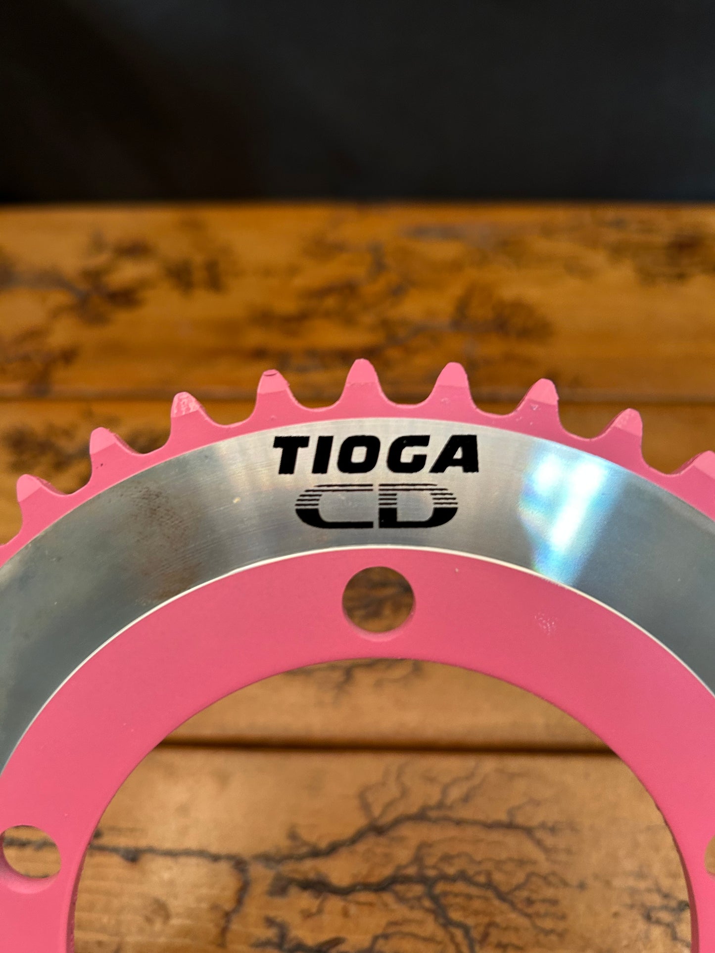 Tioga CD CR-1 43 Tooth Pink and Silver 100 BCD Chainring NOS