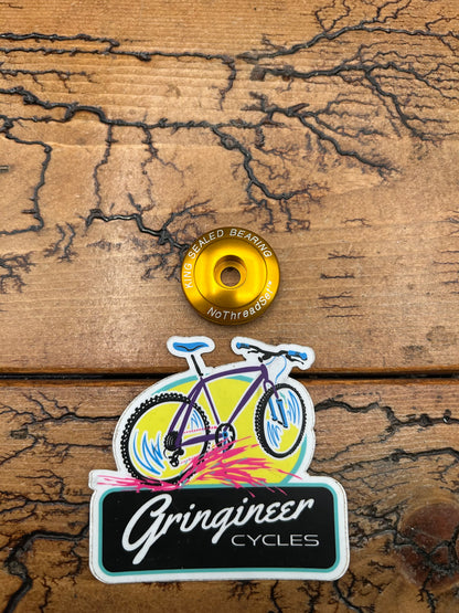 Chris King Gold 1 1/8 Nothreadset Threadless Top Cap NOS