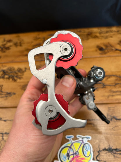 Shimano XTR RD-M951 Short Cage Rapid Rise Rear Derailleur With Red Ano Pulleys