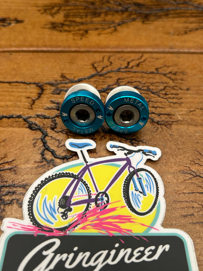 Speed Metal Racing Turquoise Anodized Titanium Self Extracting Crank Bolts NOS