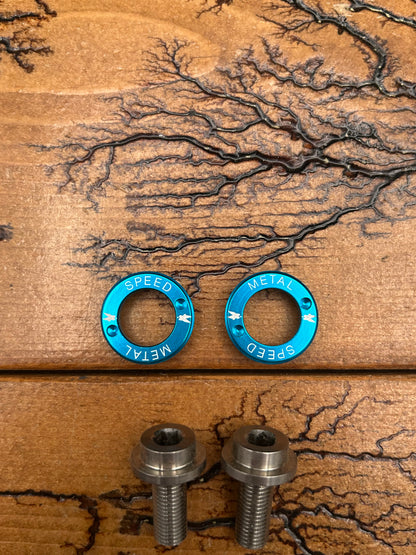 Speed Metal Racing Turquoise Anodized Titanium Self Extracting Crank Bolts NOS
