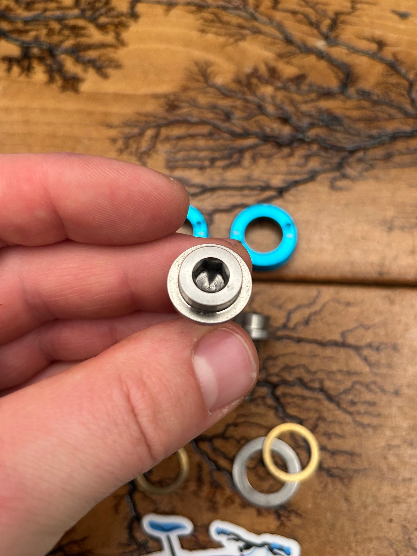 Speed Metal Racing Turquoise Anodized Titanium Self Extracting Crank Bolts NOS