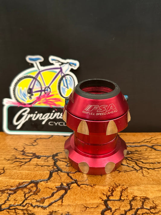 FSA Orbit Red Anodized Roller Bearing 1 1/8 Inch Threaded Headset NOS