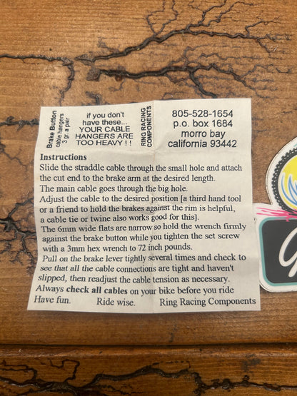 Ring Racing Components Green Anodized Brake Button Straddle Cable Hangers NOS