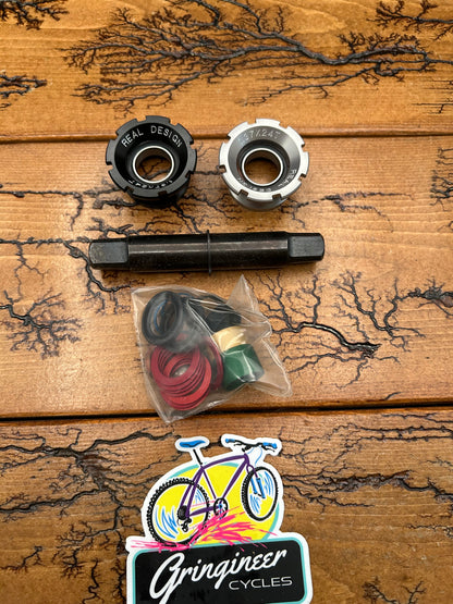 Real Design Crankcase 117.5mm 68/73mm Adjustable Square Taper Bottom Bracket NOS