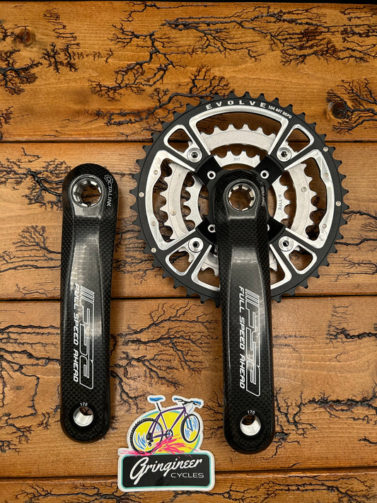 FSA Pro Carbon ATB 44/32/22 9 Speed 170mm Carbon Crankset NOS