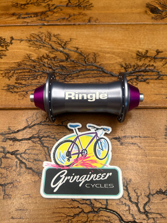 Ringle Super Bubba 32 Hole Gray With Purple End Caps Front Hub