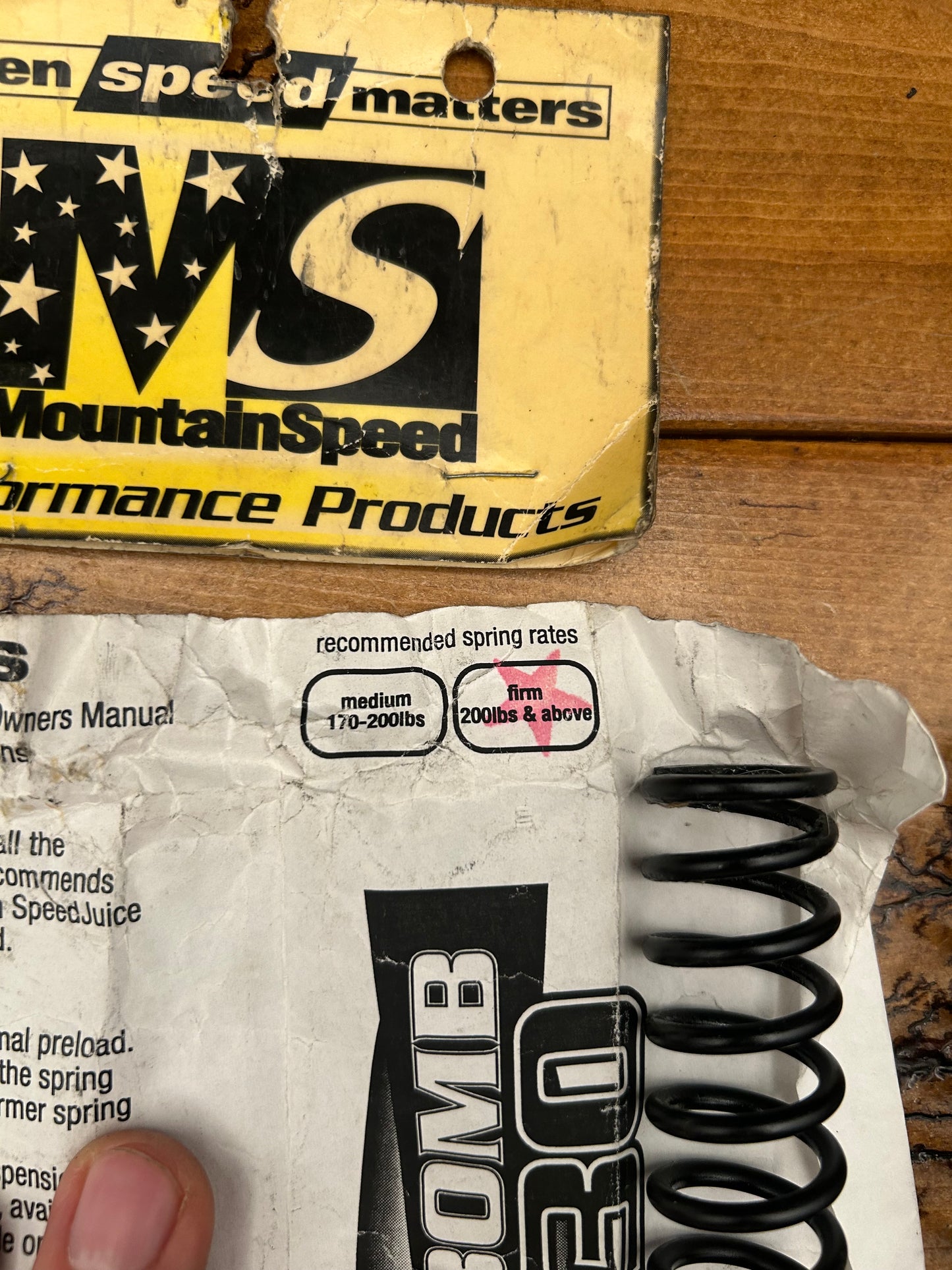 Mountain Speed Speed Bomb Z1 130 / Jr.T /  Mr.T Suspension Fork Firm Springs NOS