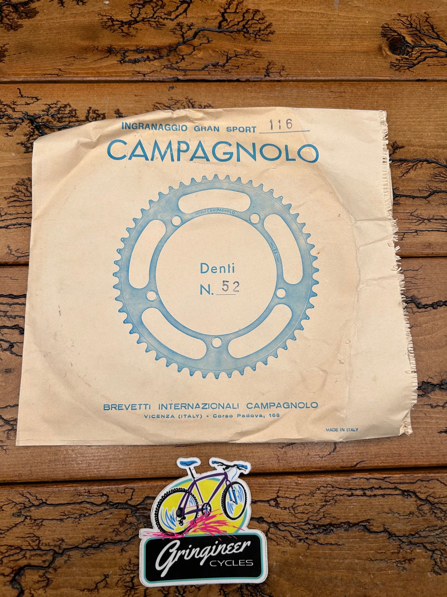 Campagnolo Gran Sport 52 Tooth 116 BCD Chainring NOS